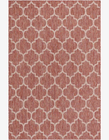 Rust Red Easy-Clean Lattice Indoor / Outdoor Rug