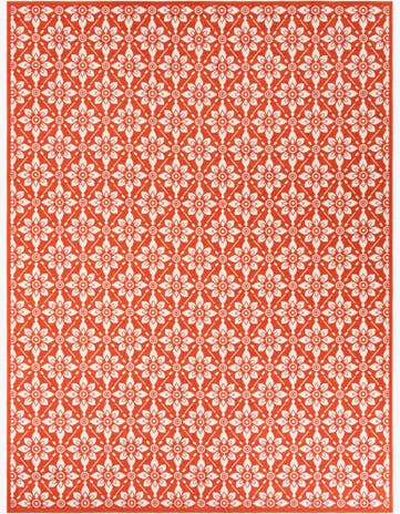 Rust Red Easy-Clean Lattice Indoor / Outdoor Rug