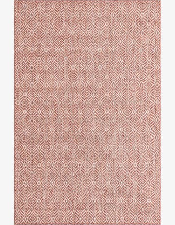 Rust Red Easy-Clean Lattice Indoor / Outdoor Rug