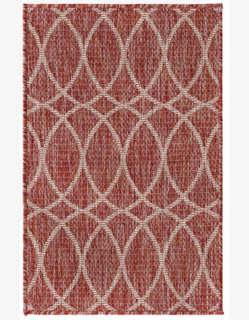 Rust Red Easy-Clean Lattice Indoor / Outdoor Rug