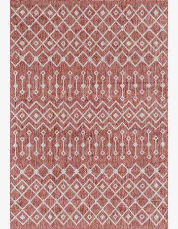 Rust Red Easy-Clean Lattice Indoor / Outdoor Rug