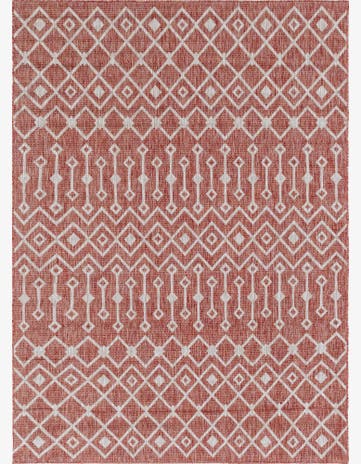 Rust Red Easy-Clean Lattice Indoor / Outdoor Rug