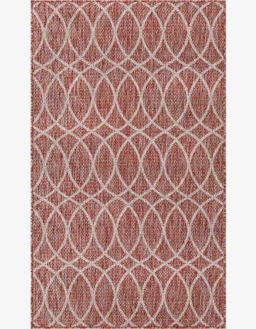 Rust Red Easy-Clean Lattice Indoor / Outdoor Rug