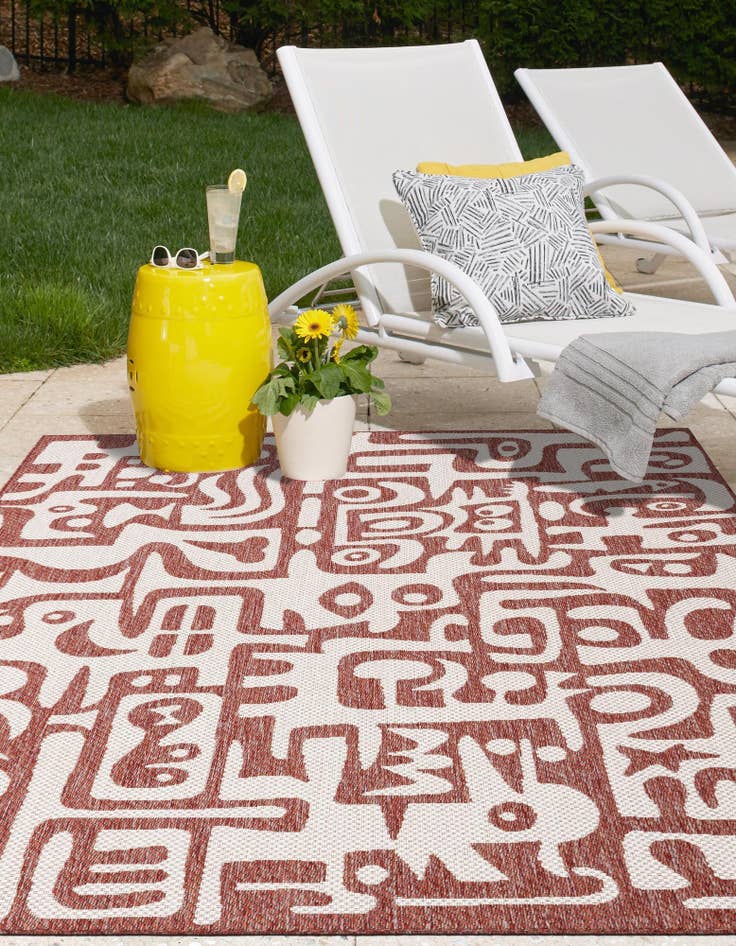 Detail image of 5' 3 x 8'  Washable Modern Indoor / Outdoor Rug