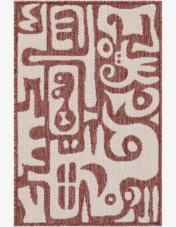 Rust Red Easy-Clean Modern Indoor / Outdoor Rug