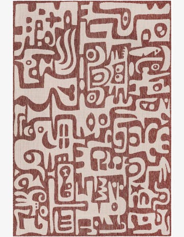 Rust Red Easy-Clean Modern Indoor / Outdoor Rug
