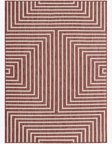 Rust Red Easy-Clean Modern Indoor / Outdoor Rug
