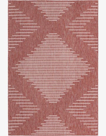 Rust Red Easy-Clean Modern Indoor / Outdoor Rug