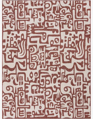 Rust Red Easy-Clean Modern Indoor / Outdoor Rug