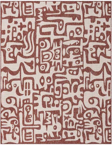 Rust Red Easy-Clean Modern Indoor / Outdoor Rug