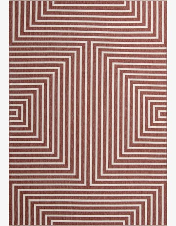Rust Red Easy-Clean Modern Indoor / Outdoor Rug