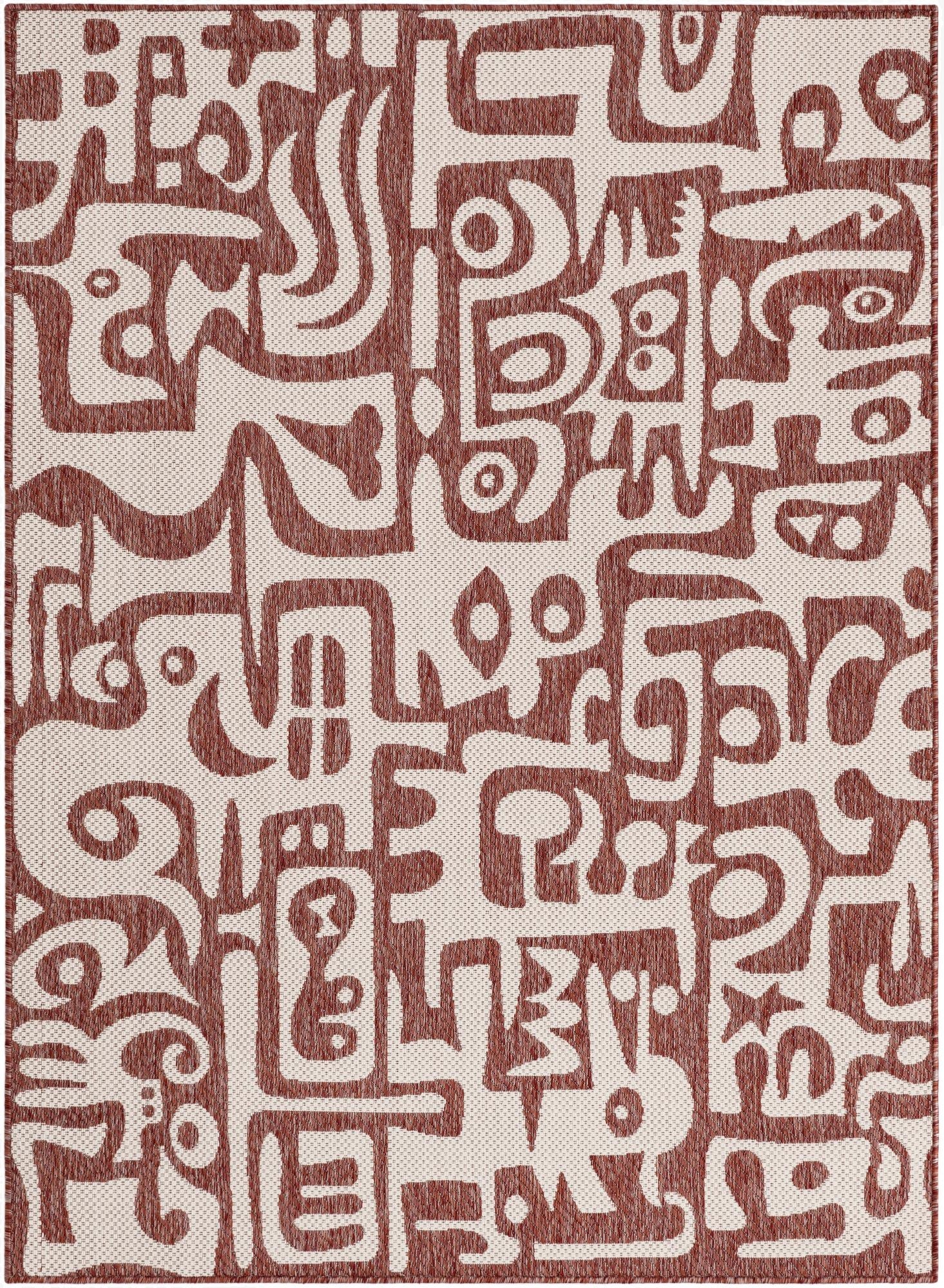 Primary image 5' 3 x 7'  Washable Modern Indoor / Outdoor Rug