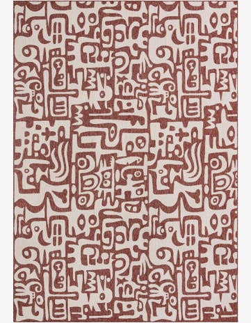 Rust Red Easy-Clean Modern Indoor / Outdoor Rug
