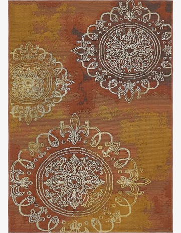 Rust Red Easy-Clean Modern Indoor / Outdoor Rug