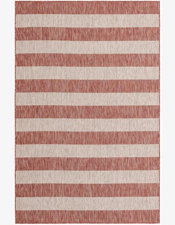 Rust Red Easy-Clean Ribbon Indoor / Outdoor Rug