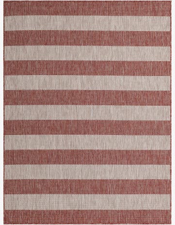 Rust Red Easy-Clean Ribbon Indoor / Outdoor Rug
