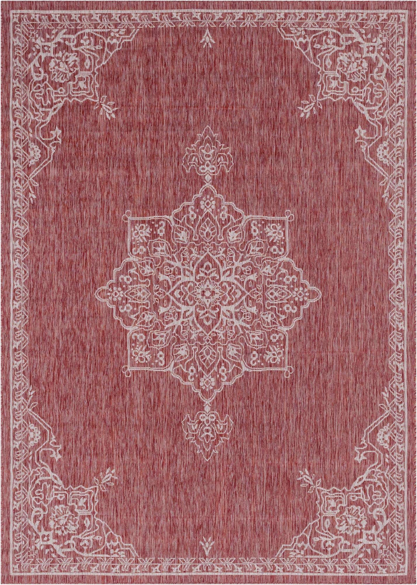 7' 10 x 11' Easy-Clean Traditional Indoor / Outdoor Rug