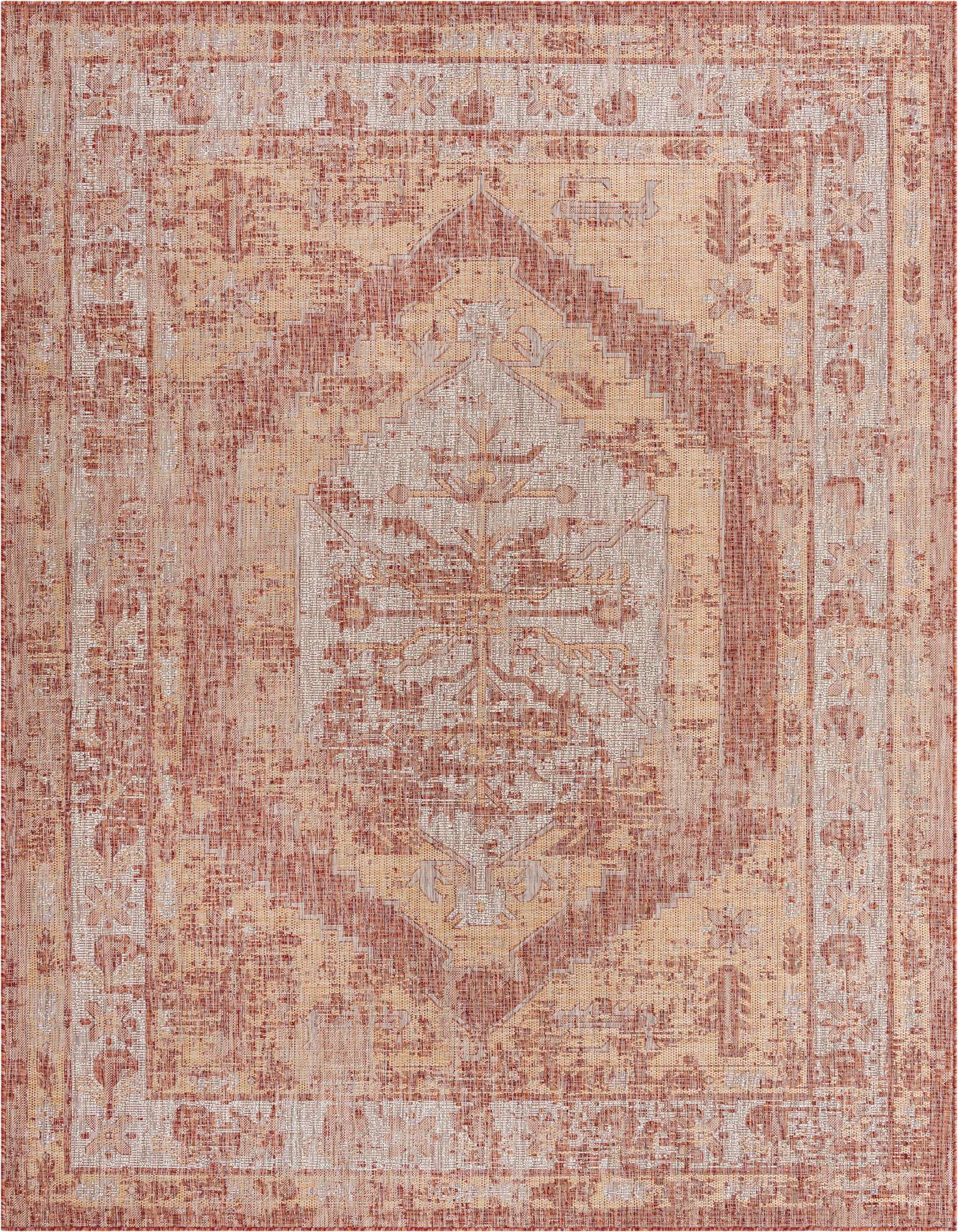 7' 10 x 11' Easy-Clean Traditional Indoor / Outdoor Rug