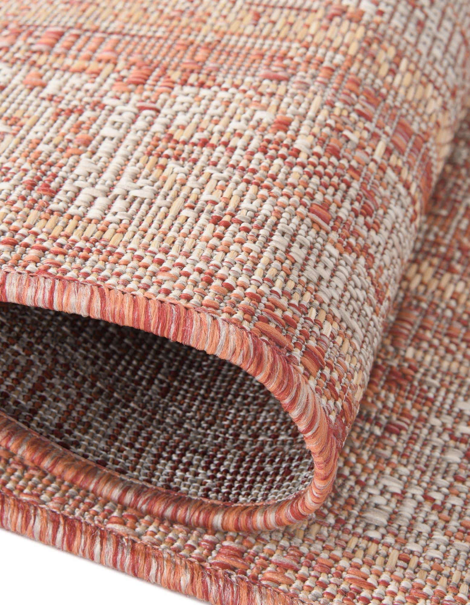 Custom Rust Red Easy-Clean Traditional Indoor / Outdoor Rug