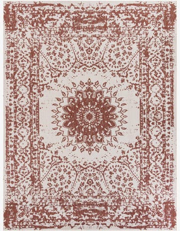 Rust Red Easy-Clean Traditional Indoor / Outdoor Rug