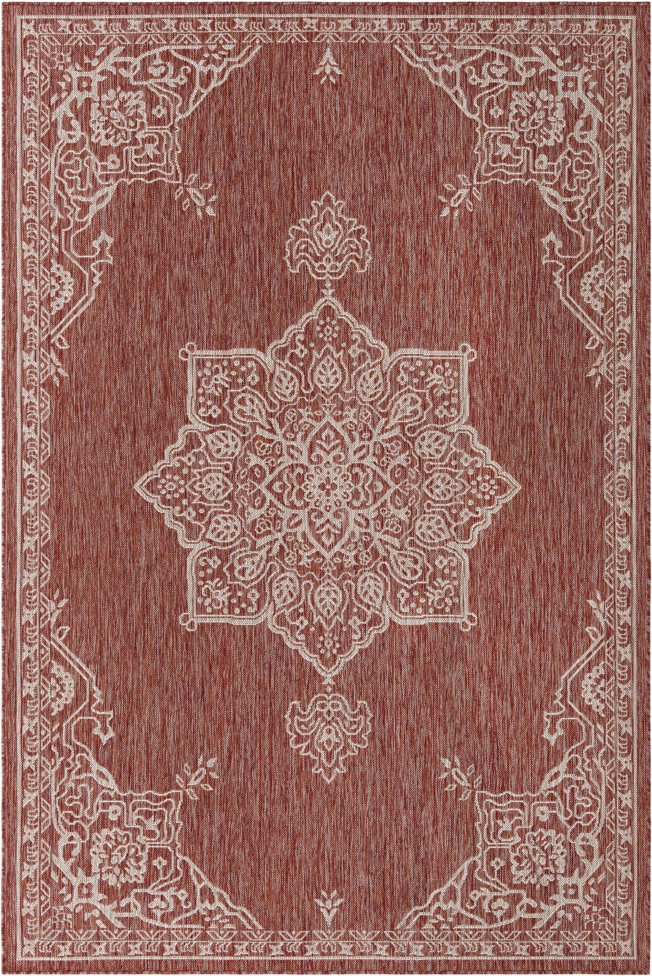 6' x 9'  Washable Traditional Indoor / Outdoor Rug