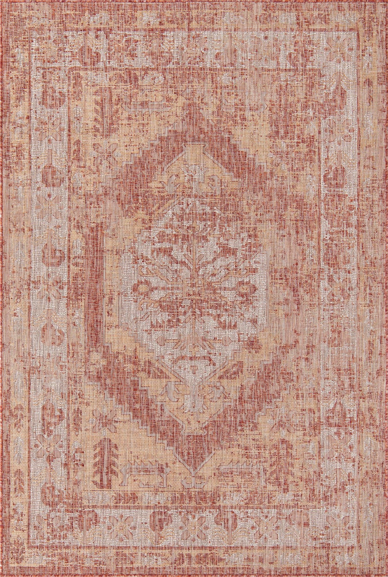 6' x 9'  Washable Traditional Indoor / Outdoor Rug