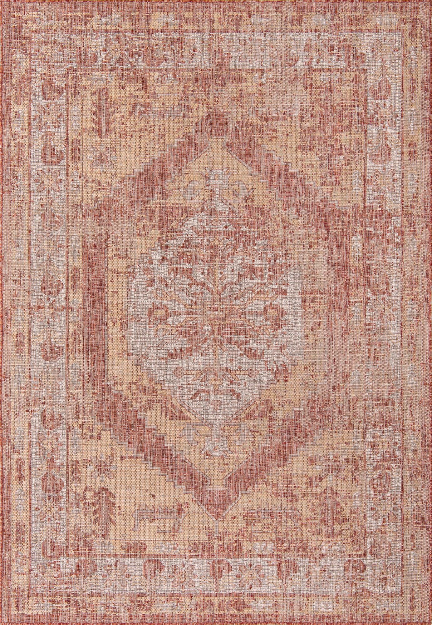 7' x 10'  Washable Traditional Indoor / Outdoor Rug