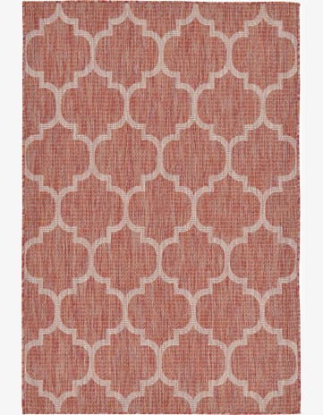 Rust Red Easy-Clean Trellis Indoor / Outdoor Rug