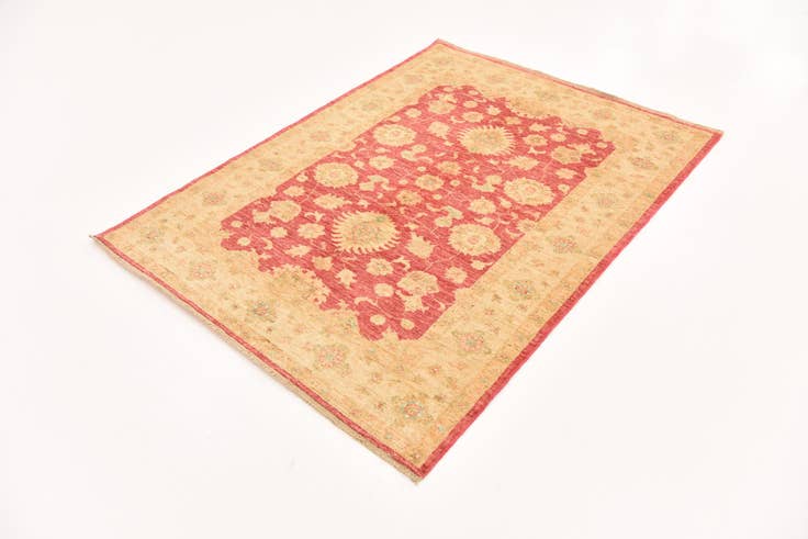 Detail image of 4' 2 x 5' 6 Hand Knotted Peshawar Ziegler Rug