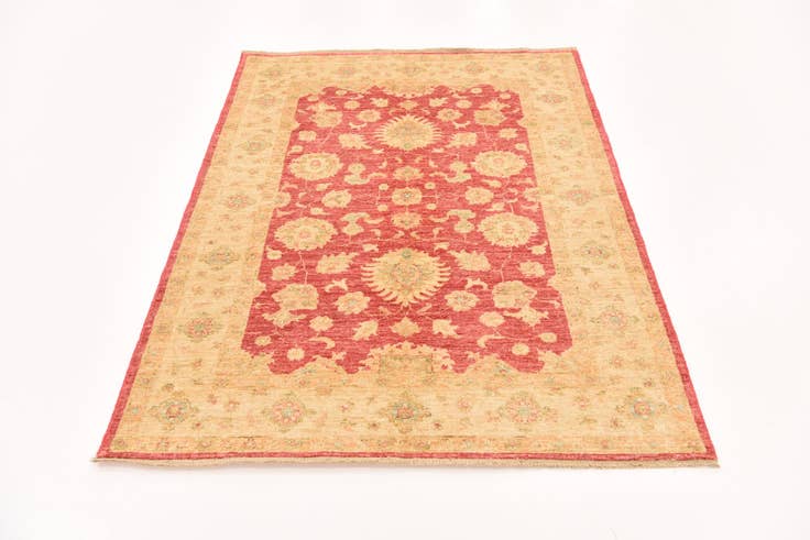 Detail image of 4' 2 x 5' 6 Hand Knotted Peshawar Ziegler Rug