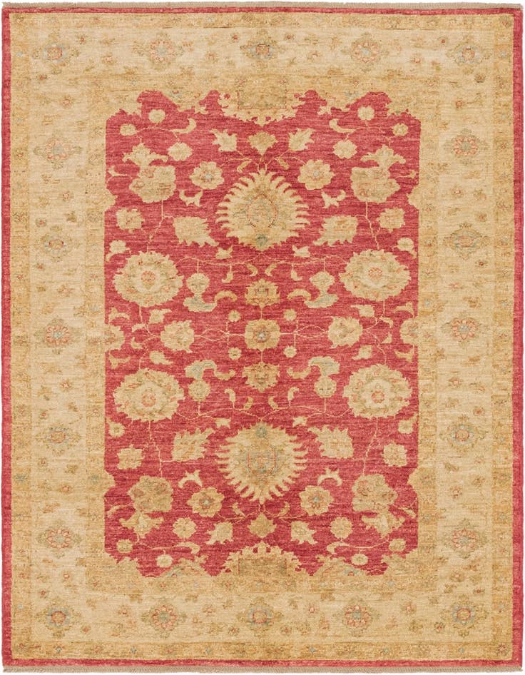 Detail image of 4' 2 x 5' 6 Hand Knotted Peshawar Ziegler Rug