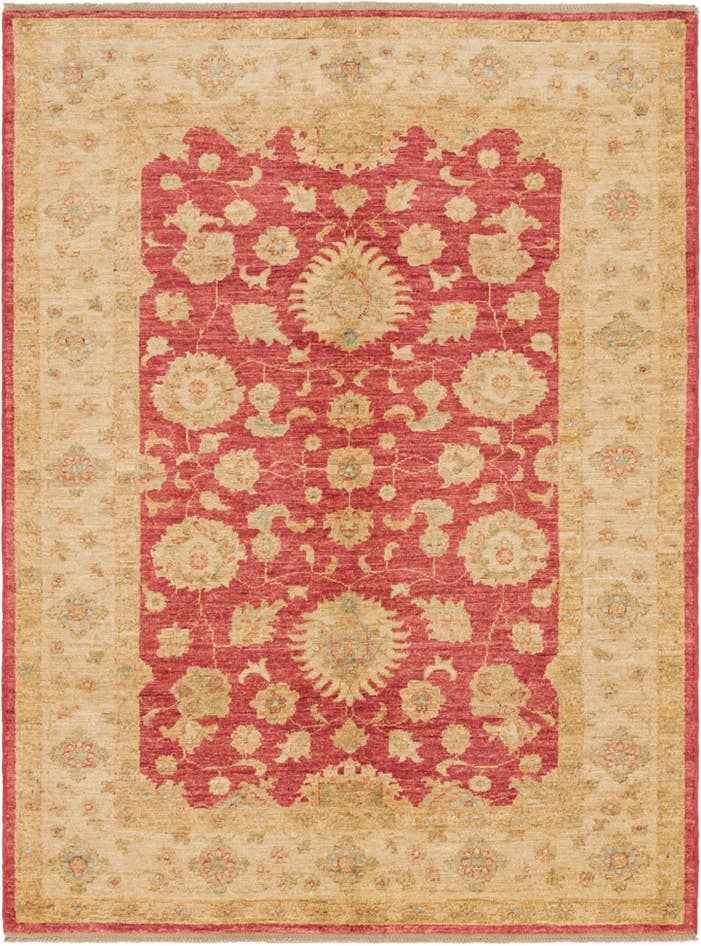 Detail image of 4' 2 x 5' 6 Hand Knotted Peshawar Ziegler Rug