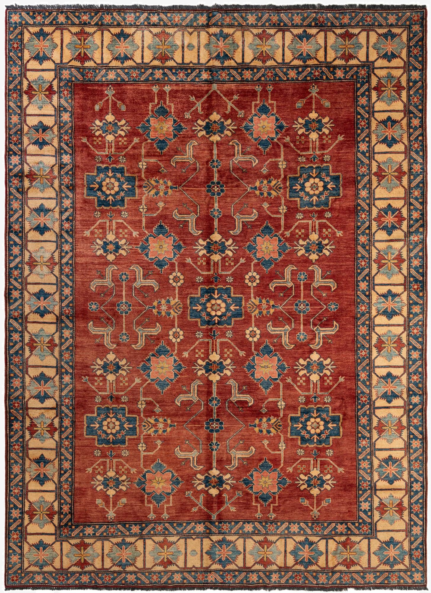8' 7 x 11' 9  Hand Knotted Peshawar Ziegler Wool Rug