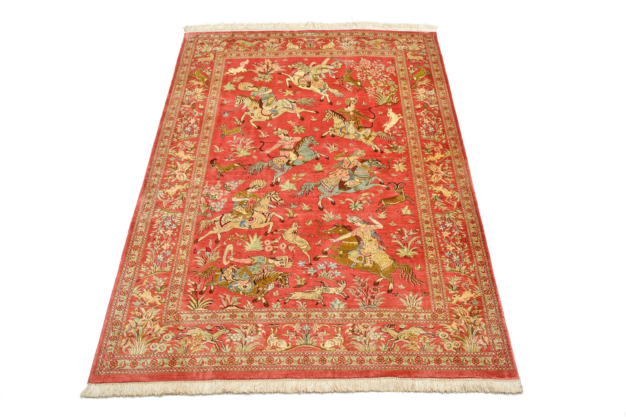 100cm x 145cm Hand Knotted Qom Persian Rug