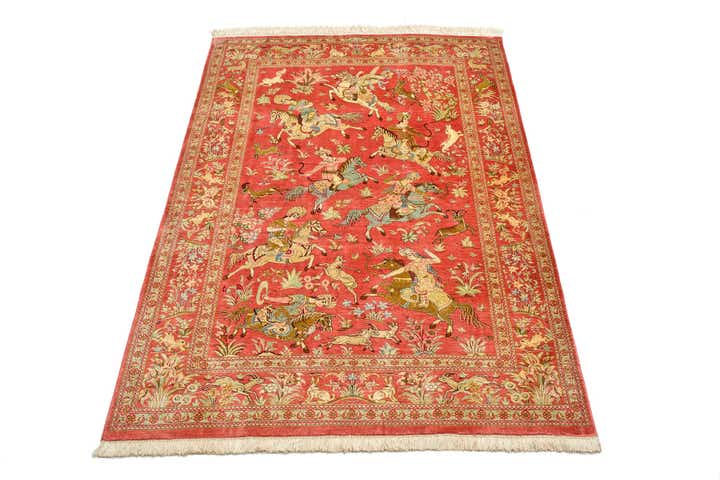 100cm x 145cm Hand Knotted Qom Persian Rug