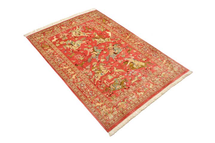 100cm x 145cm Hand Knotted Qom Persian Rug