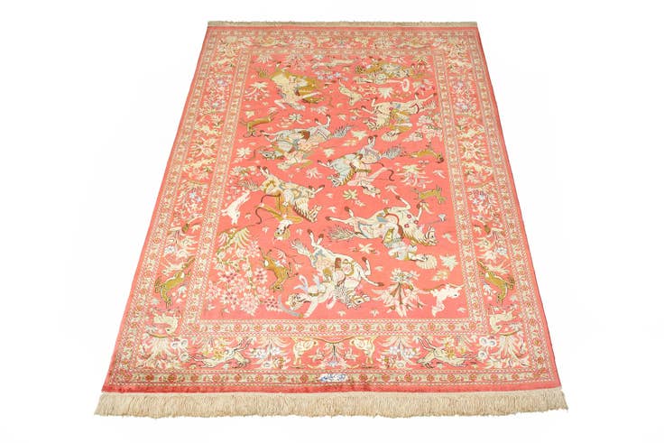 Detail image of 100cm x 145cm Hand Knotted Qom Persian Rug
