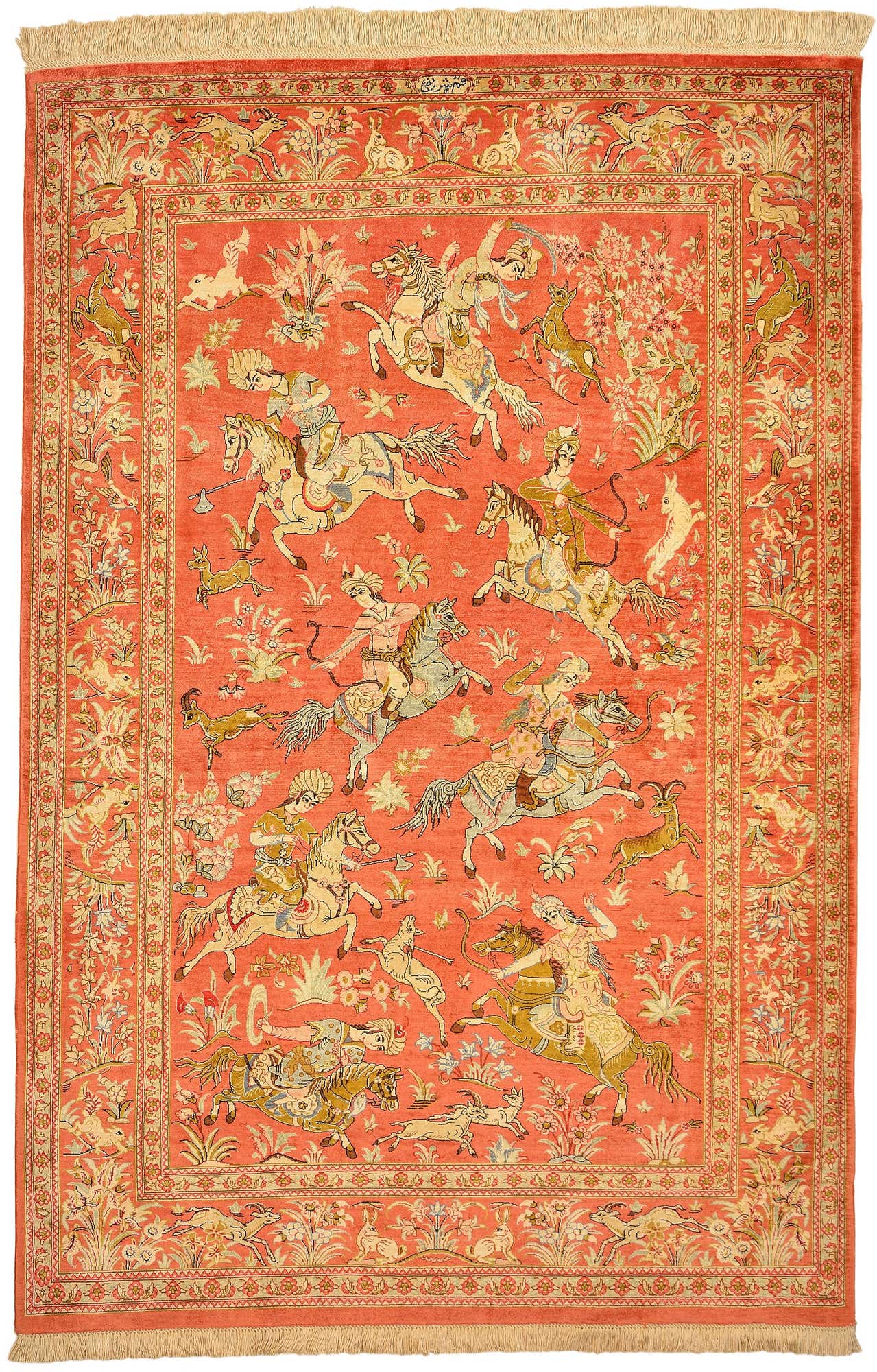 100cm x 145cm Hand Knotted Qom Persian Rug