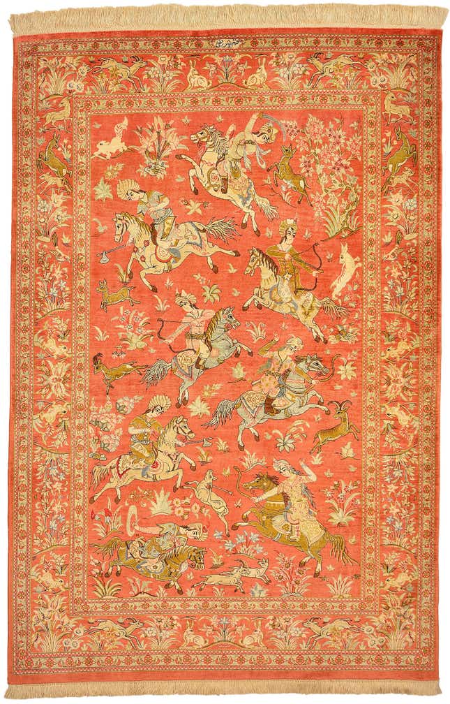100cm x 145cm Hand Knotted Qom Persian Rug
