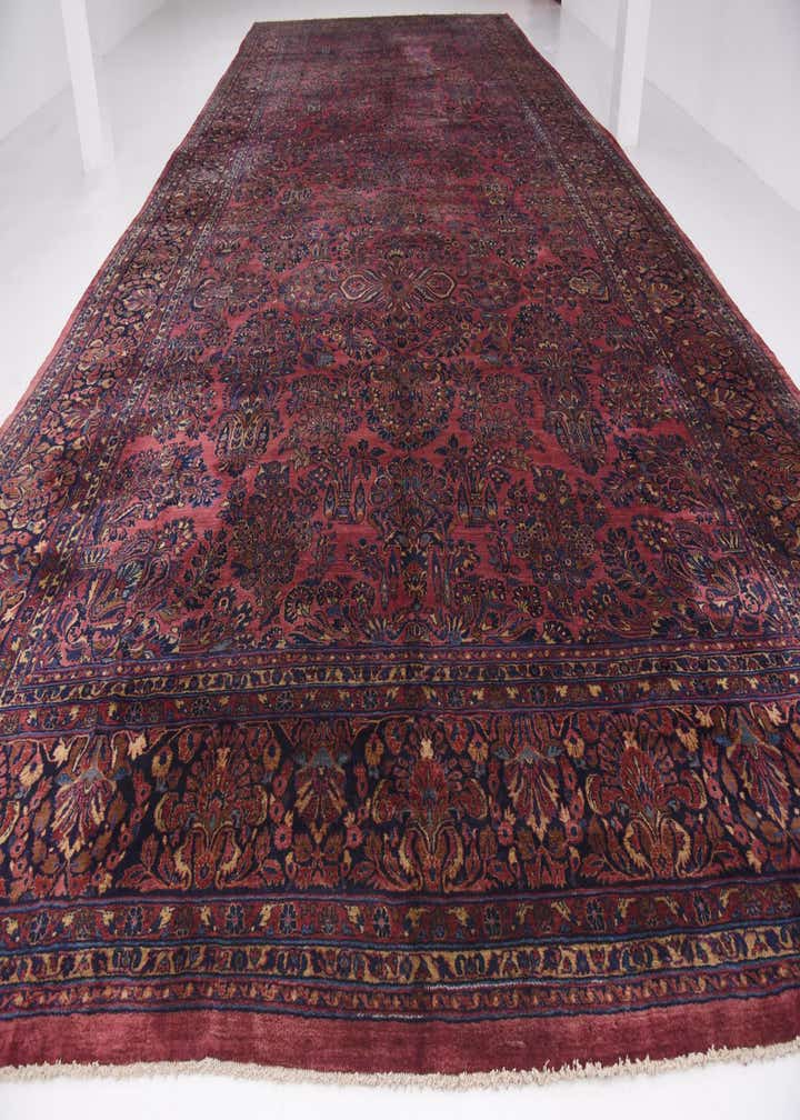 13' 6 x 29' 2 Hand Knotted Sarough Persian Wool Rug