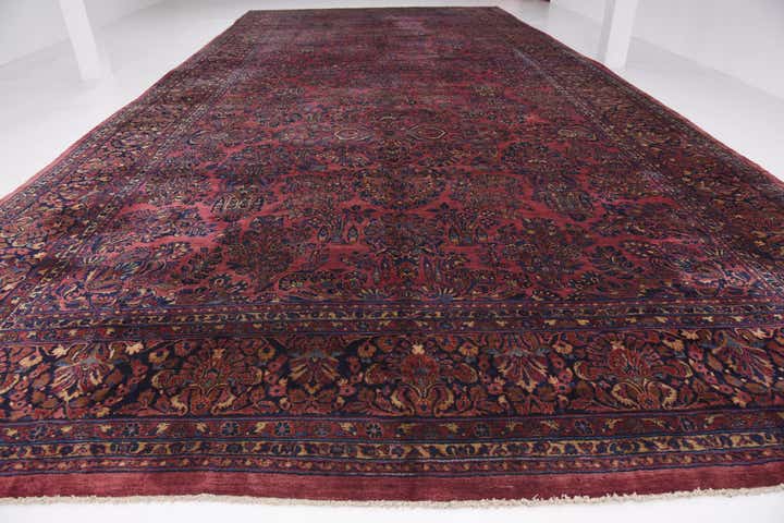 13' 6 x 29' 2 Hand Knotted Sarough Persian Wool Rug