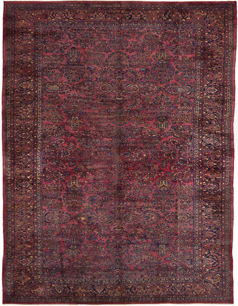 13' 6 x 29' 2 Hand Knotted Sarough Persian Wool Rug