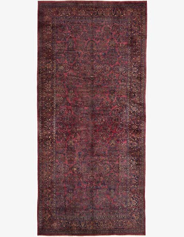 13' 6 x 29' 2 Hand Knotted Sarough Persian Wool Rug