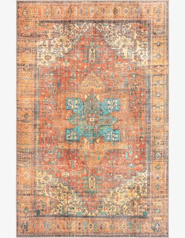 Rust Red Washable Timeless Rug