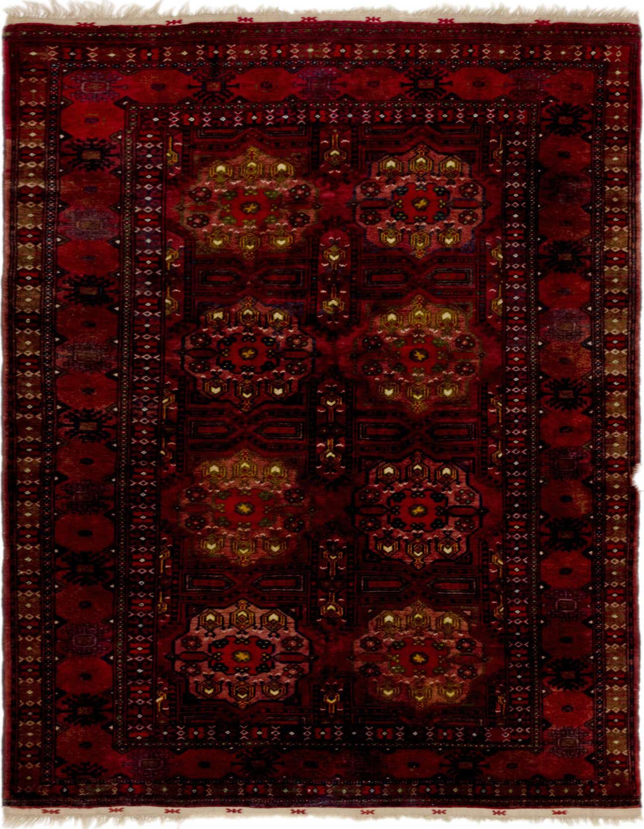 Primary image 5' 4 x 8' 2  Hand Knotted Torkaman Oriental Wool Rug