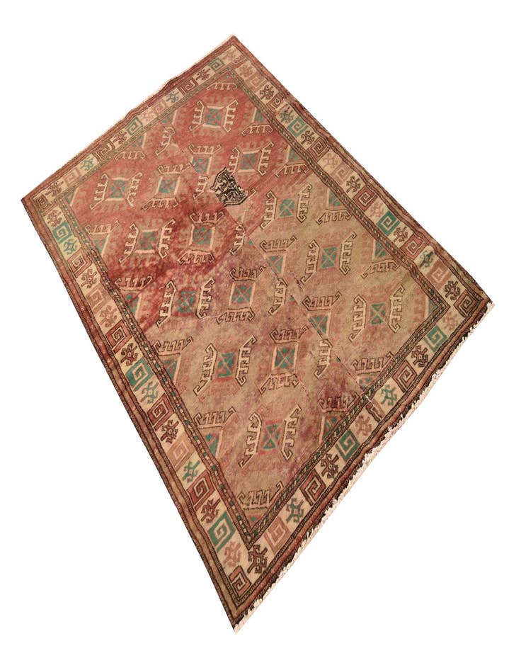 Detail image of 3' 5 x 4' 8 Hand Knotted Torkaman Persian Wool Rug