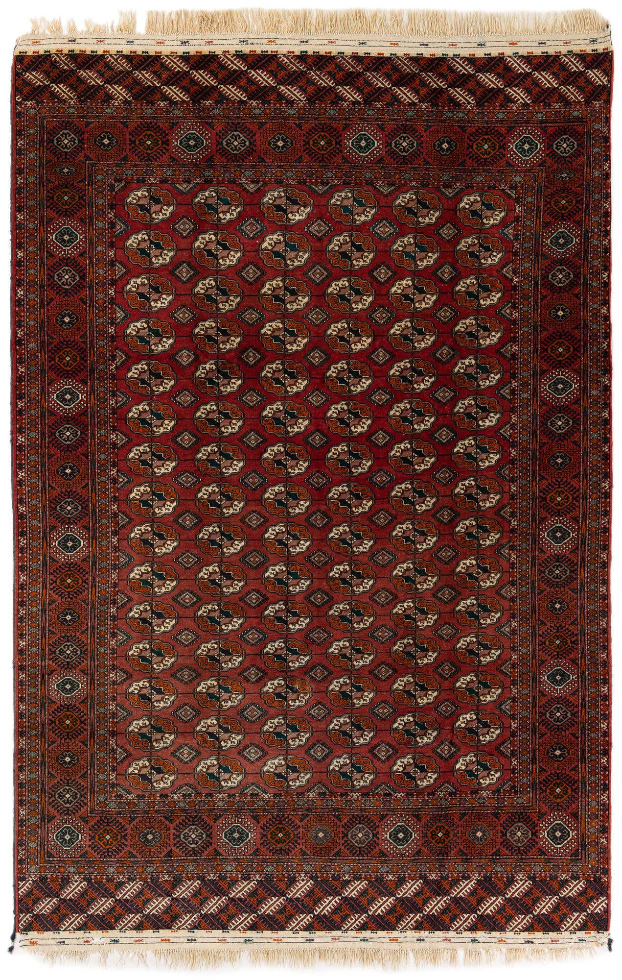 6' 8 x 9' 10 Hand Knotted Torkaman Persian Wool Rug