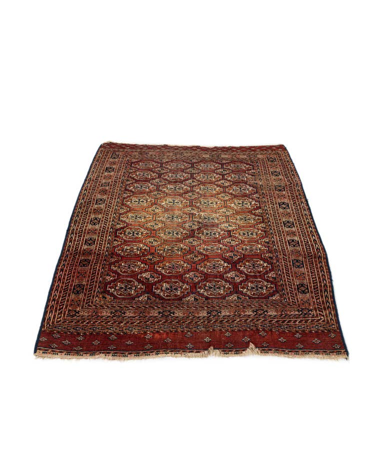 Detailansicht von 130cm x 165cm Handgeknüpft Torkaman Orientalisch Wolle Teppich