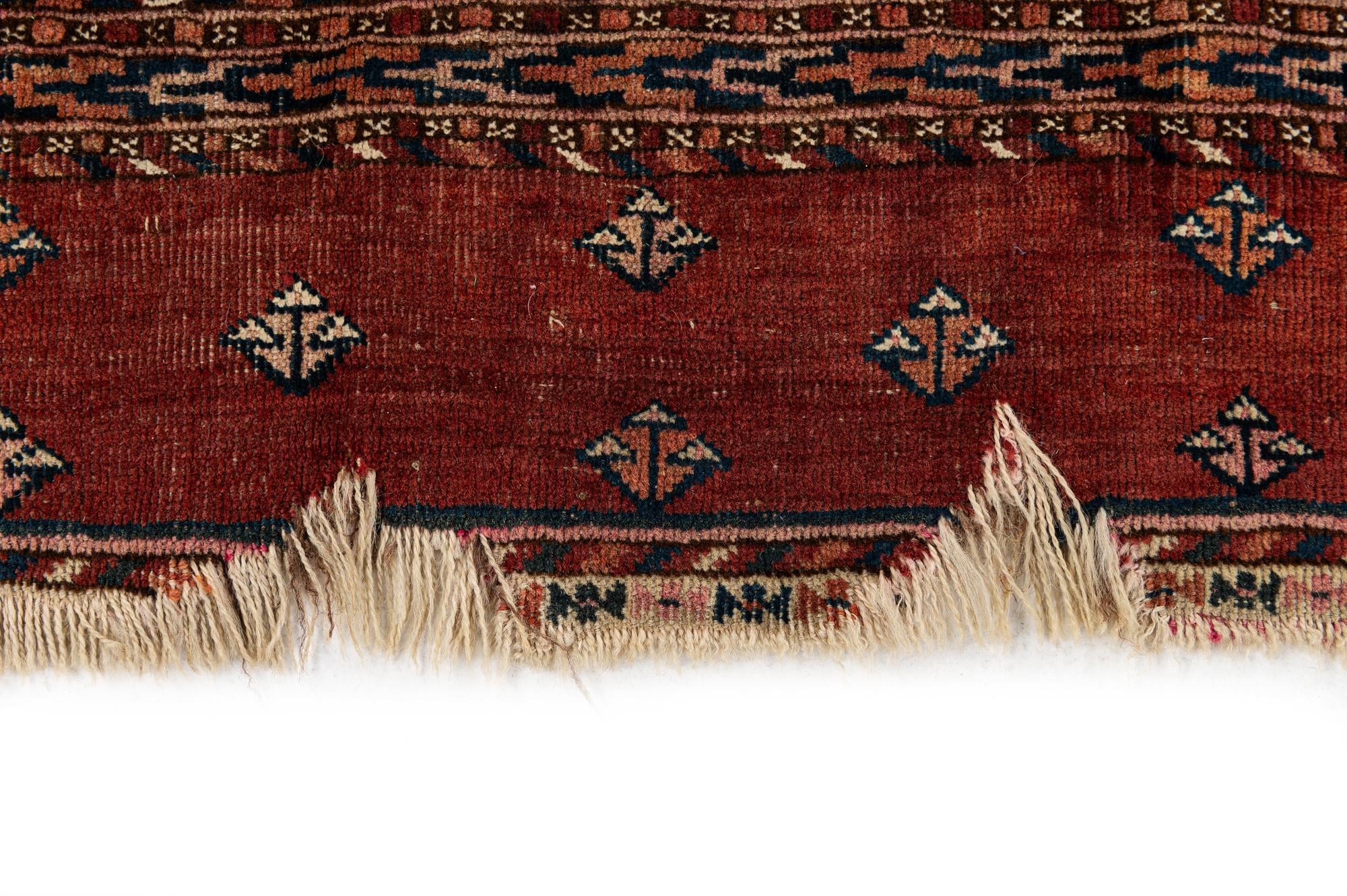 4' 3 x 5' 5 Hand Knotted Torkaman Oriental Wool Rug