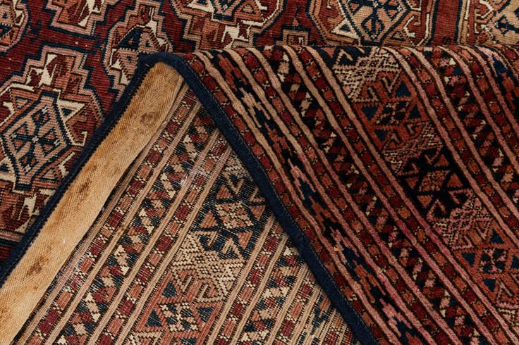 Detailansicht von 130cm x 165cm Handgeknüpft Torkaman Orientalisch Wolle Teppich